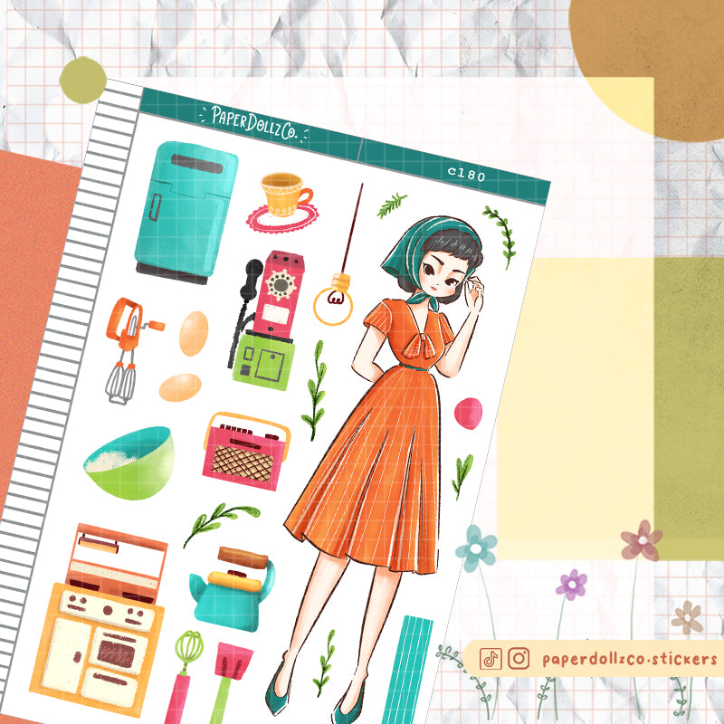 60s Homey Collections PaperDollzCo Planner Sticker | C180