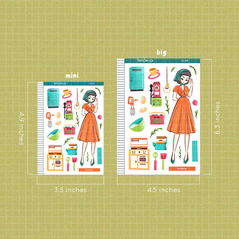 60s Homey Collections PaperDollzCo Planner Sticker | C180