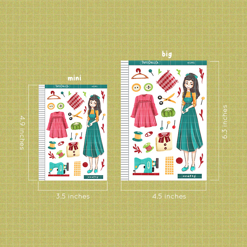 60s Crafty Collections PaperDollzCo Planner Sticker | C181