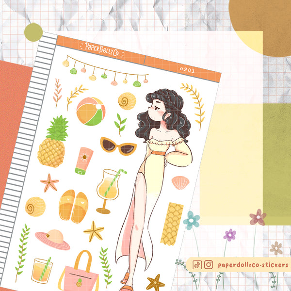 Pineapple PaperDollzCo Summer Planner Stickers | C201