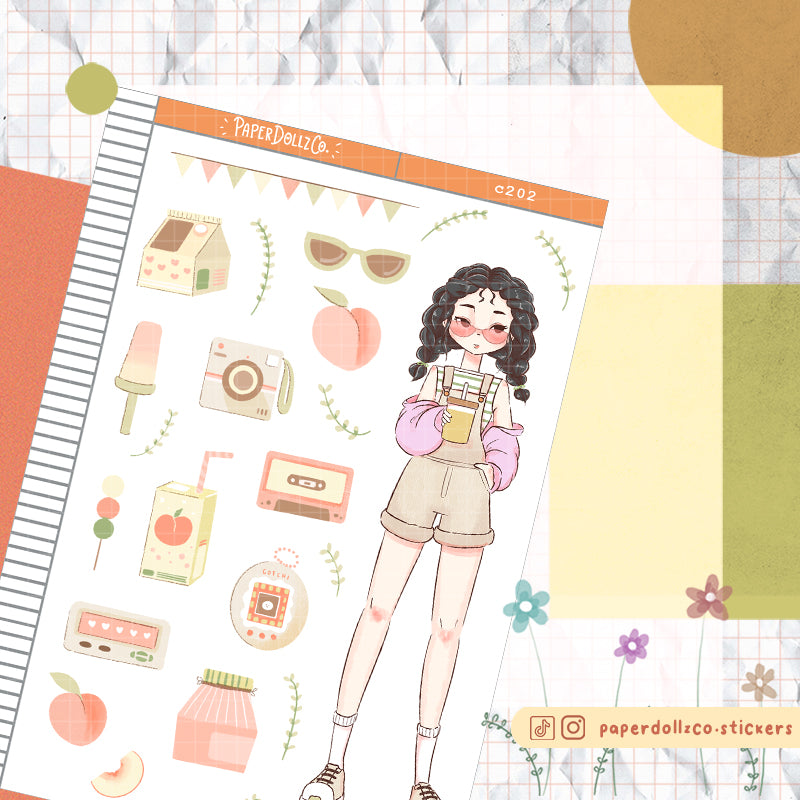 Peach PaperDollzCo Summer Planner Stickers | C202