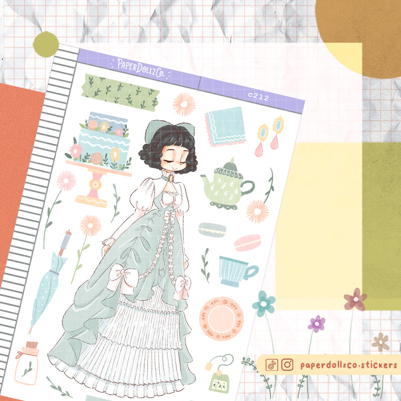 Mint Tea Party PaperDollzCo Planner Stickers | C212