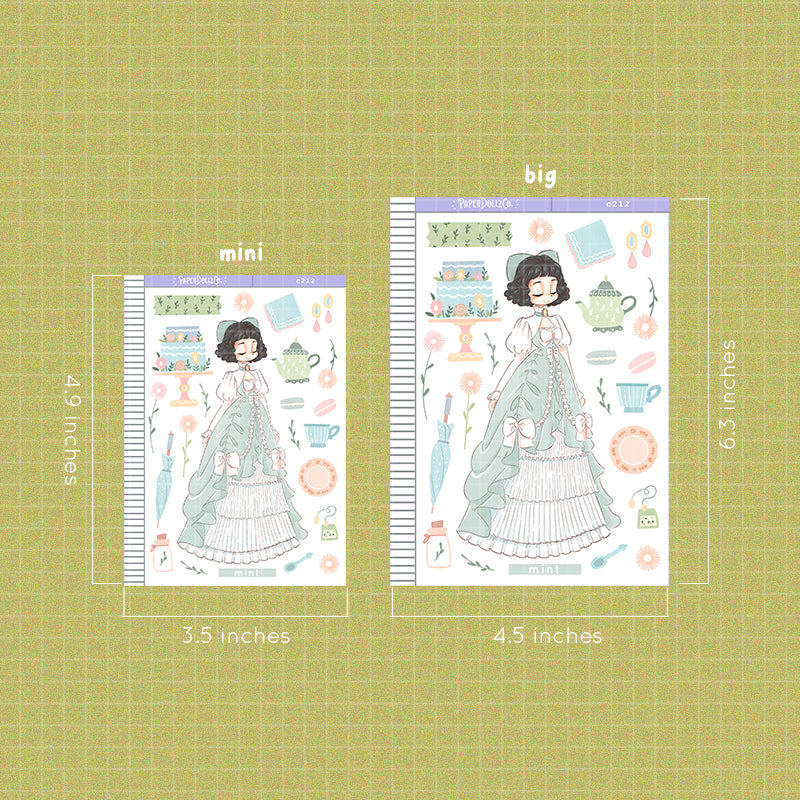 Mint Tea Party PaperDollzCo Planner Stickers | C212