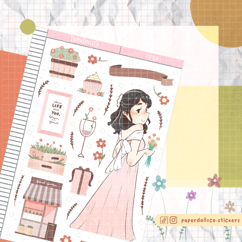 Secret Garden Shades of Pink Paperdollzco Planner Stickers | C252