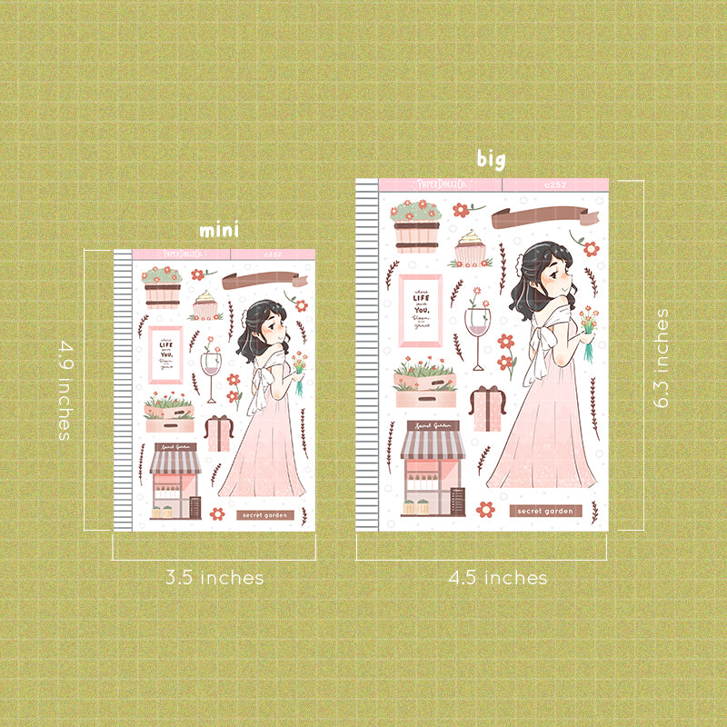 Secret Garden Shades of Pink Paperdollzco Planner Stickers | C252