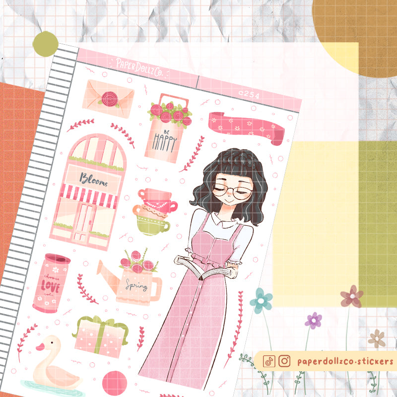Blooms Shades of Pink Collections Paperdollzco Planner Stickers | C254