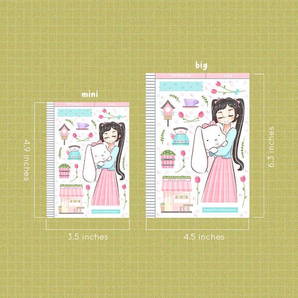 Beautiful Blossoms Shades of Pink Paperdollzco Planner Stickers | C256
