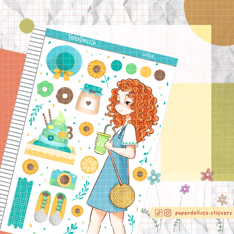 Sun-drenched Summer Princess Paperdollzco Planner Stickers | C258