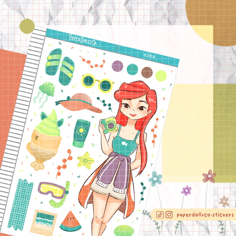 Sun-kissed Summer Princess Collections Paperdollzco Planner Stickers | C259