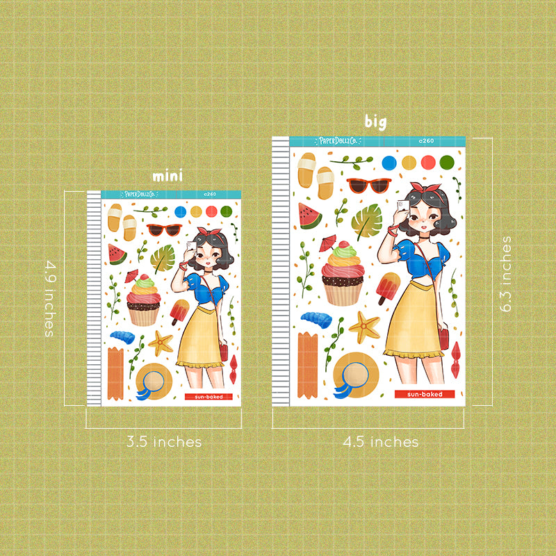 Sun-baked Summer Princess Collections Paperdollzco Planner Stickers | C260