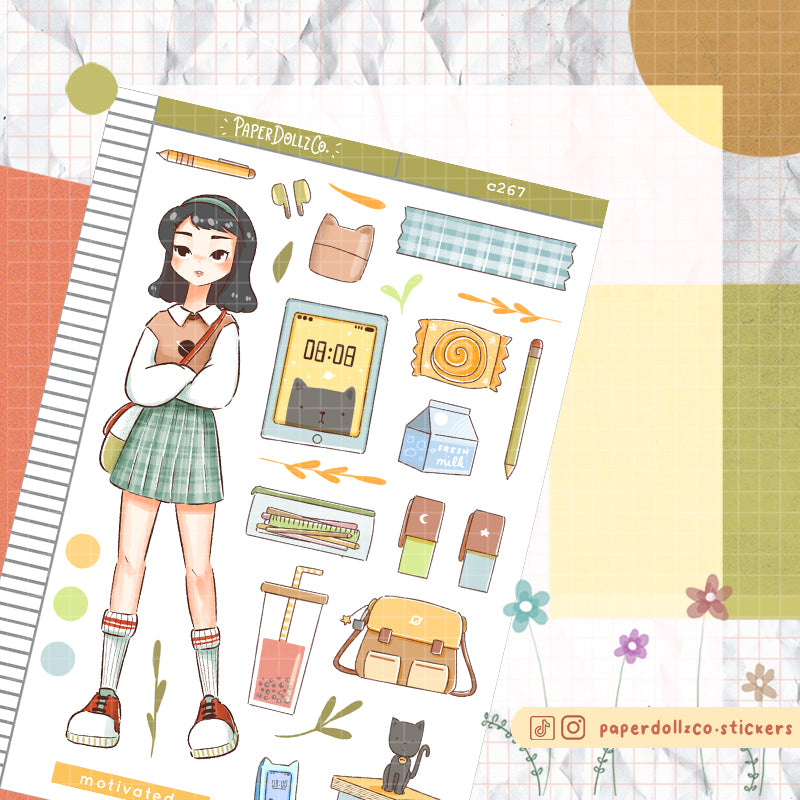 Motivated Student School Is Cool Collections Paperdollzco Planner Stickers | C267