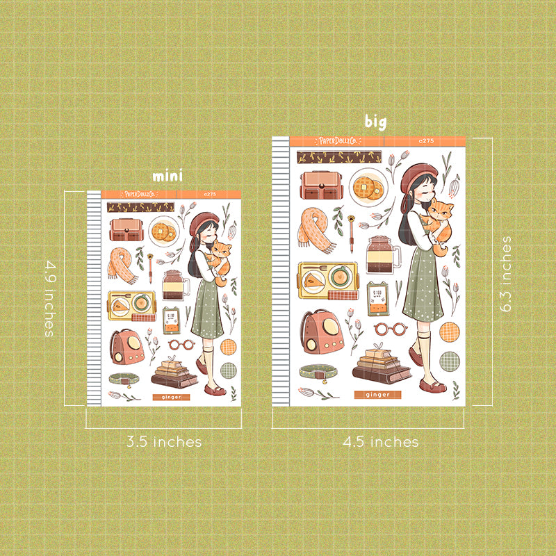 Ginger Cat Autumn Purrfection Collections Paperdollzco Planner Stickers | C275