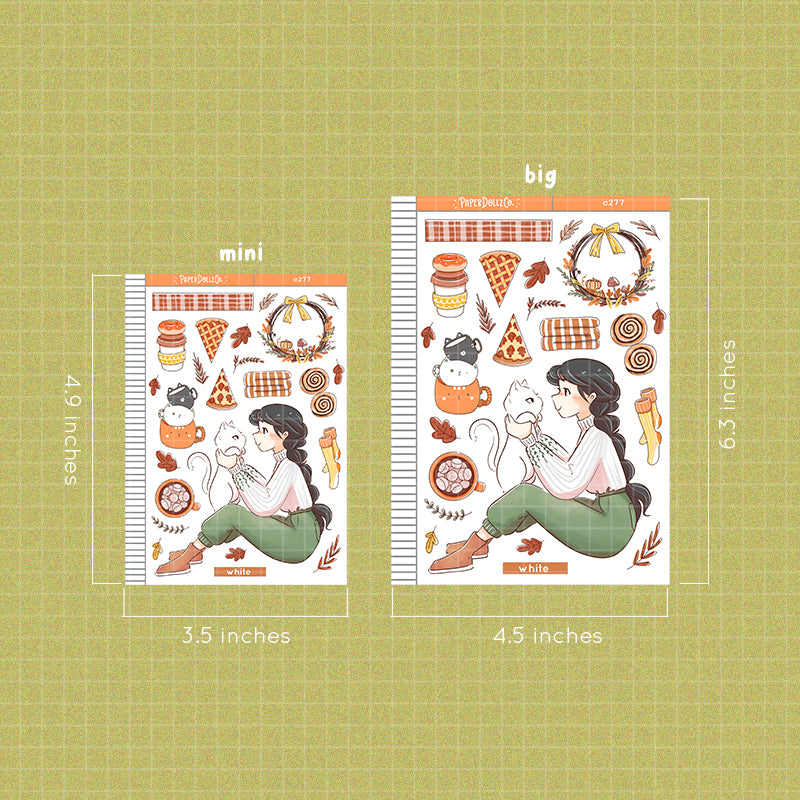 White Cat Autumn Purrfection Collections Paperdollzco Planner Stickers | C277