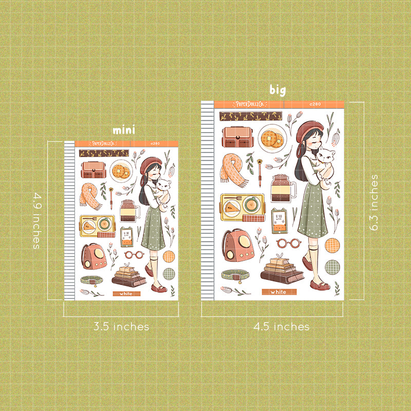 White Cat Autumn Purrfection Collections Paperdollzco Planner Stickers | C280