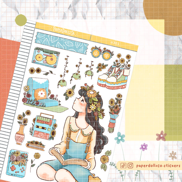 Retro The Pretty Petal Paperdollzco Planner Stickers | C301