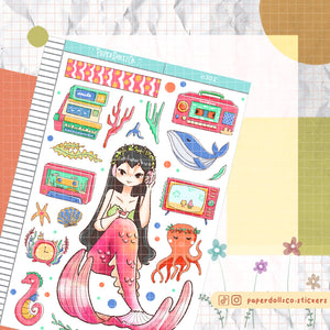 Retro The Modern Mermaids Paperdollzco Planner Stickers | C302
