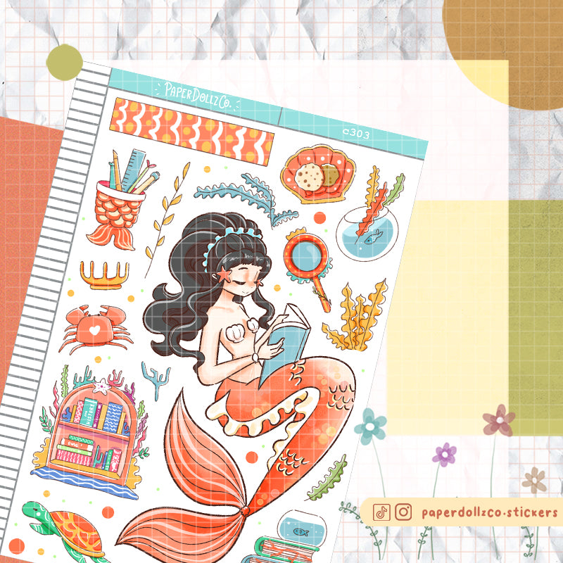 Bookish The Modern Mermaids | Collections | Paperdollzco Planner Stickers | C303