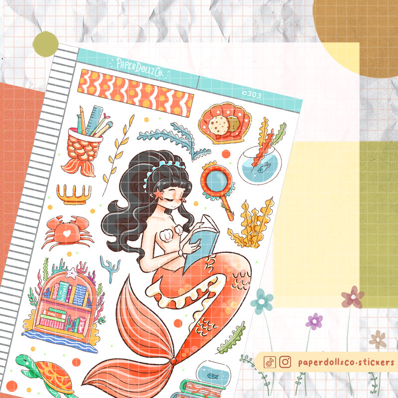 Bookish The Modern Mermaids Paperdollzco Planner Stickers | C303