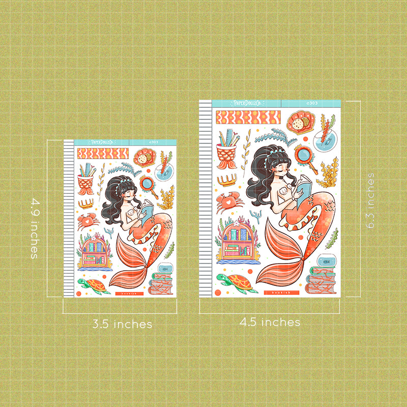 Bookish The Modern Mermaids | Collections | Paperdollzco Planner Stickers | C303