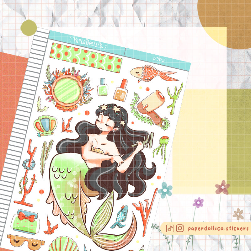 Stylish The Modern Mermaids Paperdollzco Planner Stickers | C305