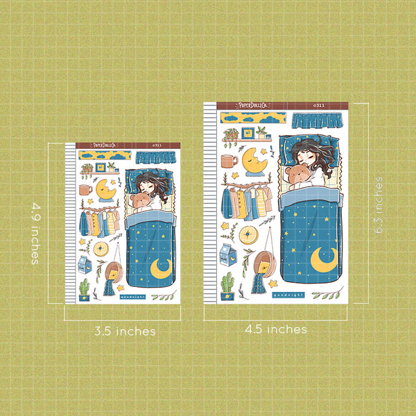 Goodnight Home Buddy Paperdollzco Planner Stickers | C311