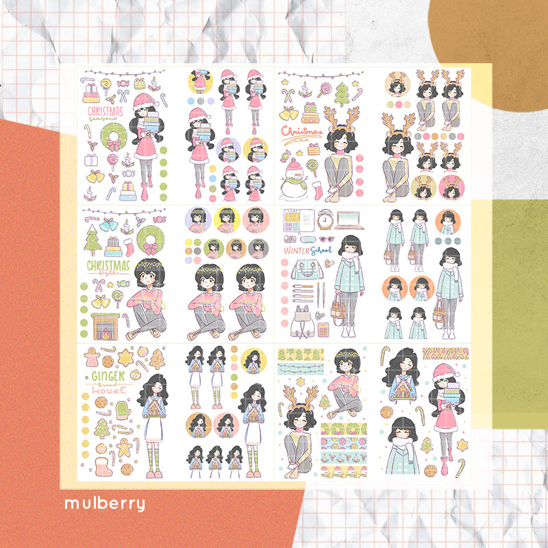 Pastel Christmas PaperDollzCo Planner Sticker Book | CB002