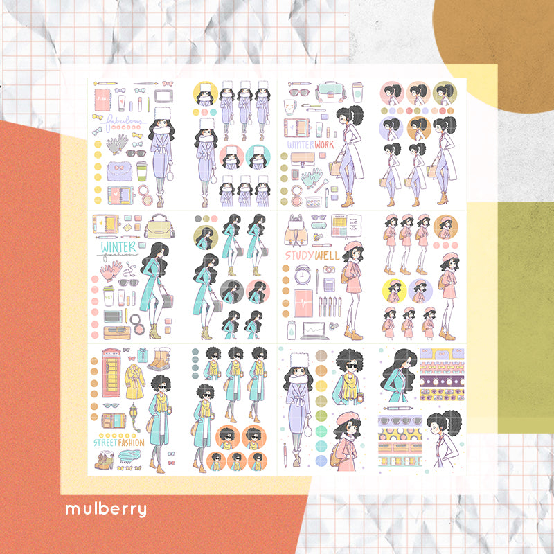 Winter Fashion PaperDollzCo Planner Sticker Book | CB003