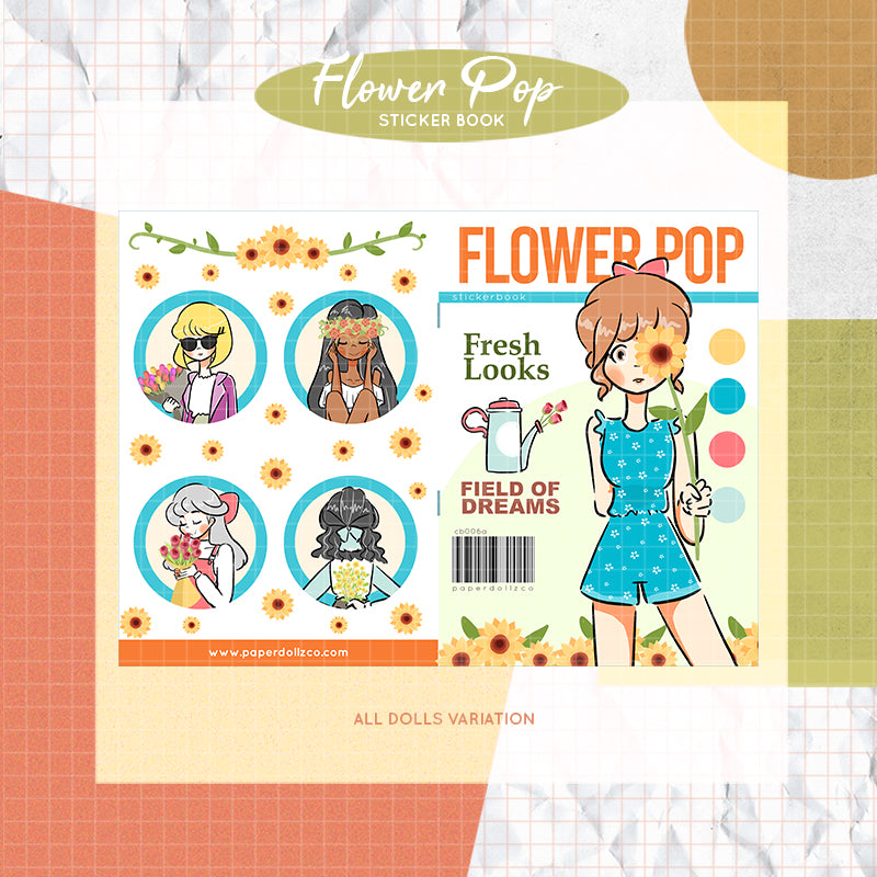 Flower Pop PaperDollzCo Planner Sticker Book | CB006a