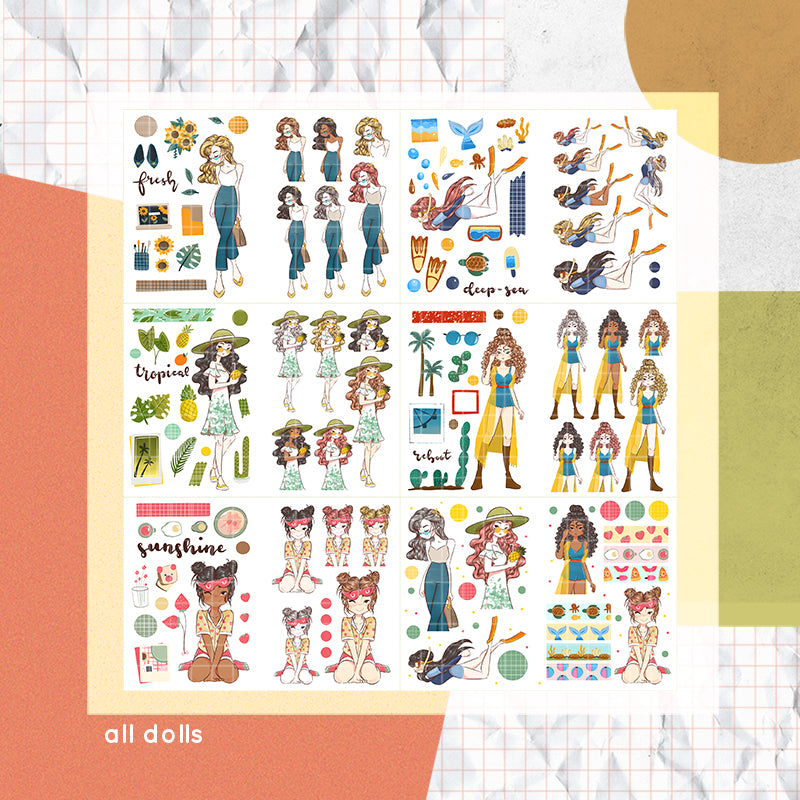 Summer Camp PaperDollzCo Planner Sticker Book | CB012a