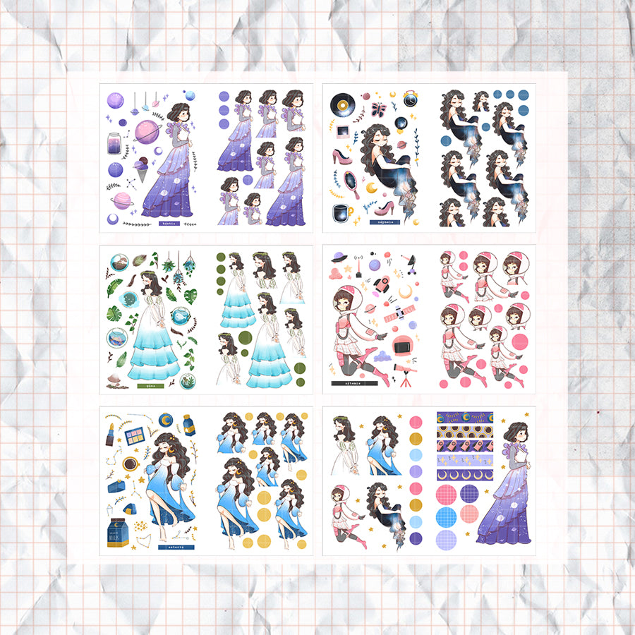 Space Goddesses Paperdollzco Planner Sticker Book | CB017