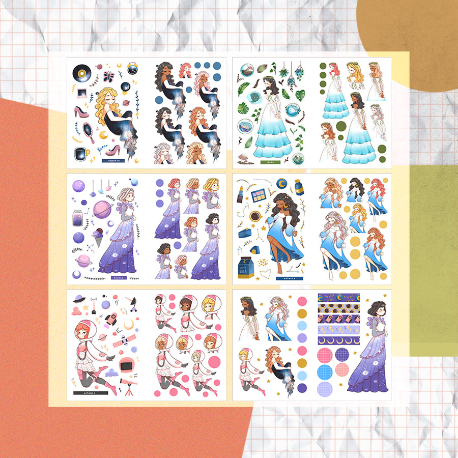 Space Goddesses Paperdollzco Planner Sticker Book | CB017