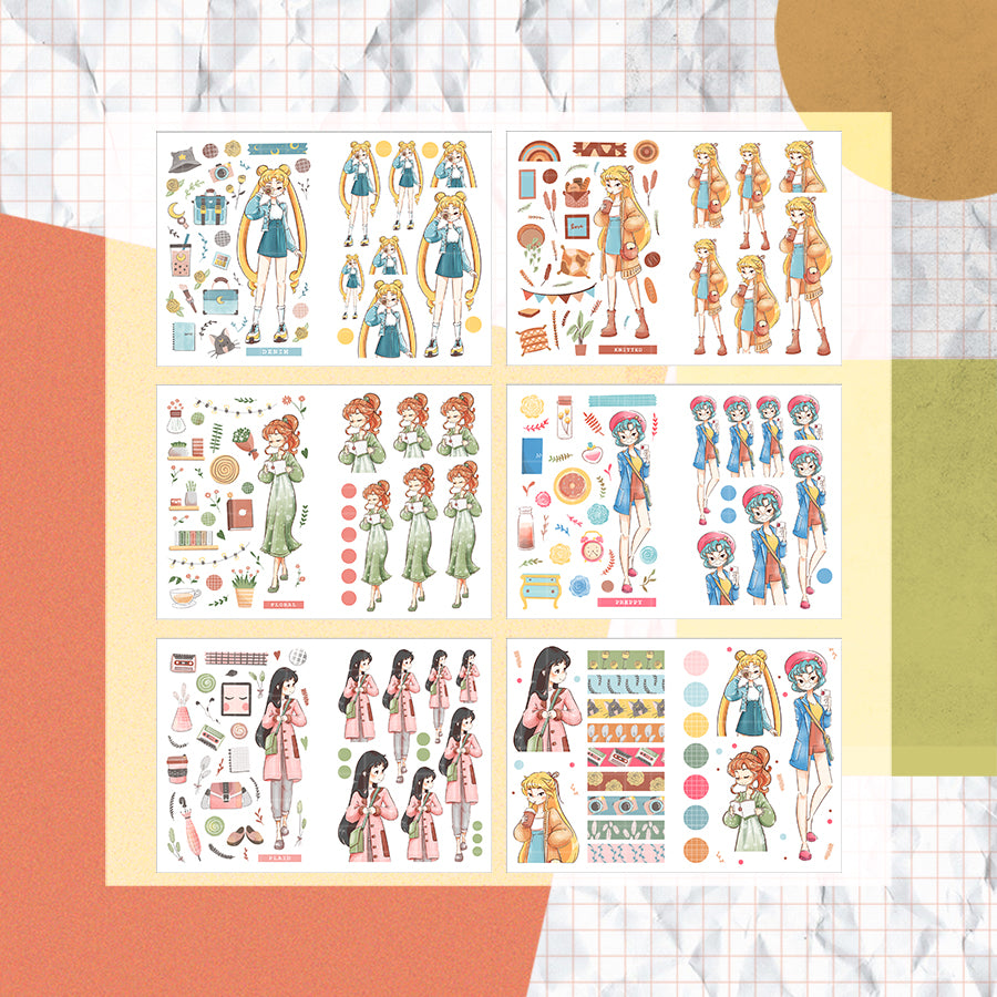 Sailor Bloom Paperdollzco Planner Sticker Book | CB018