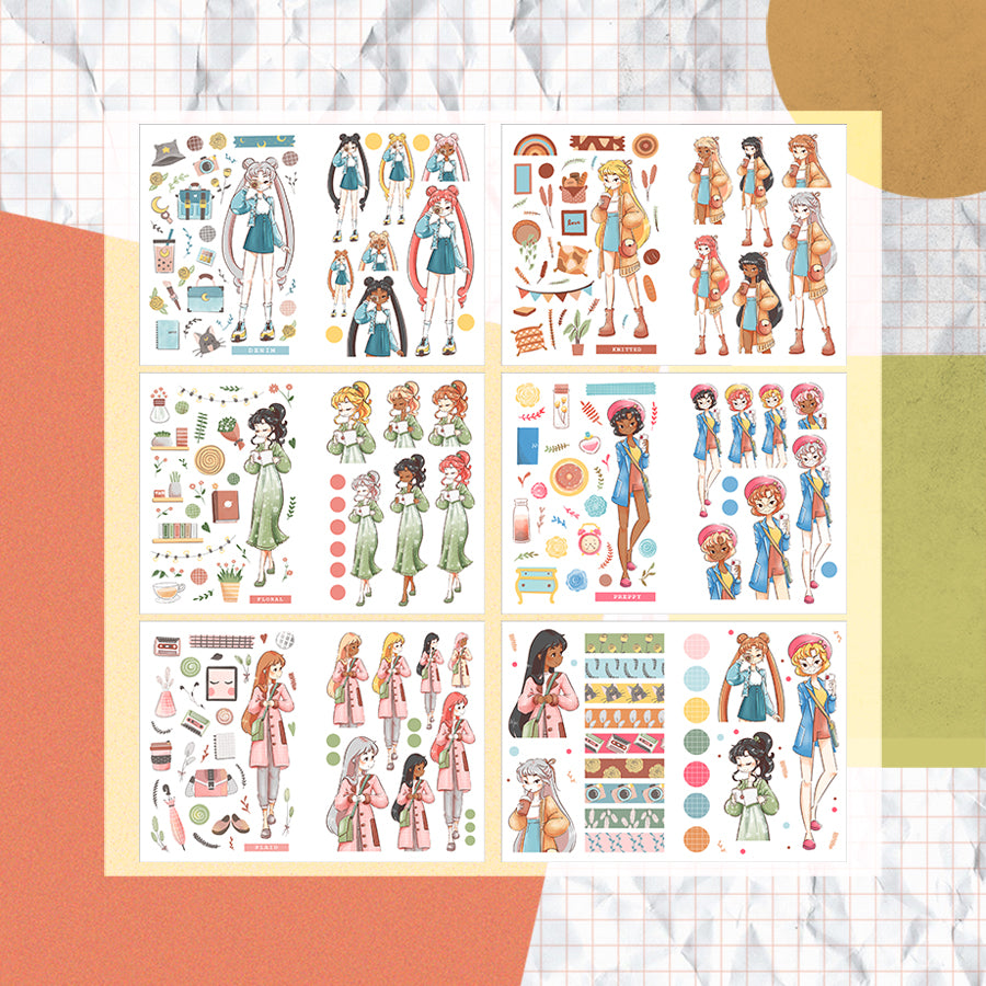 Sailor Bloom Paperdollzco Planner Sticker Book | CB018