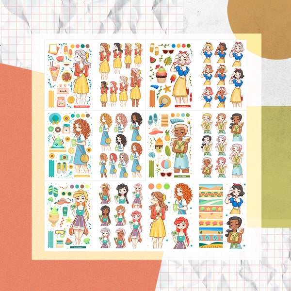 Summer Princess PaperDollzCo Planner Sticker Book | CB032