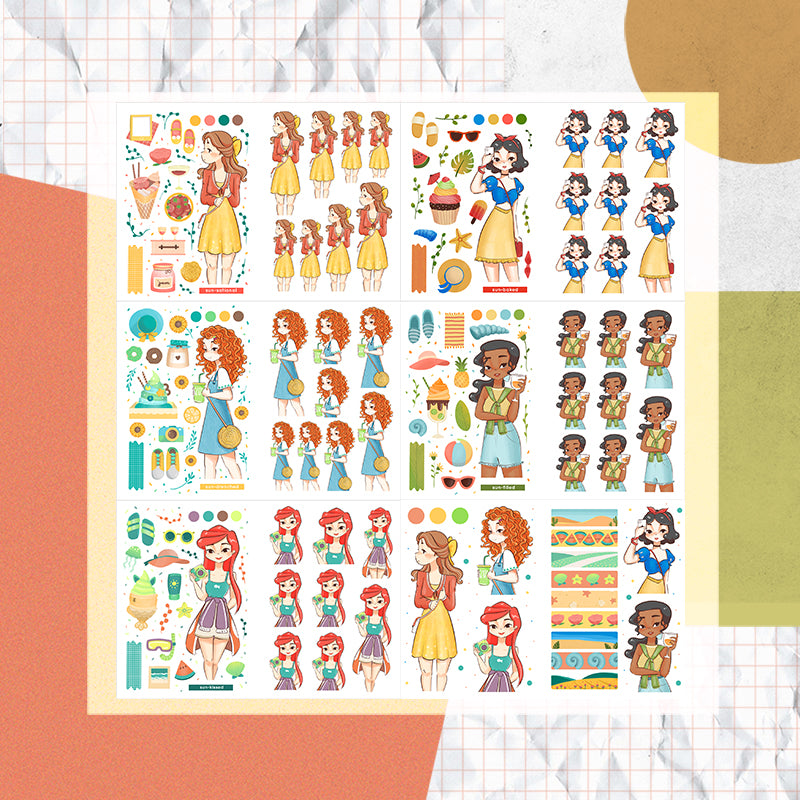 Summer Princess PaperDollzCo Planner Sticker Book | CB032