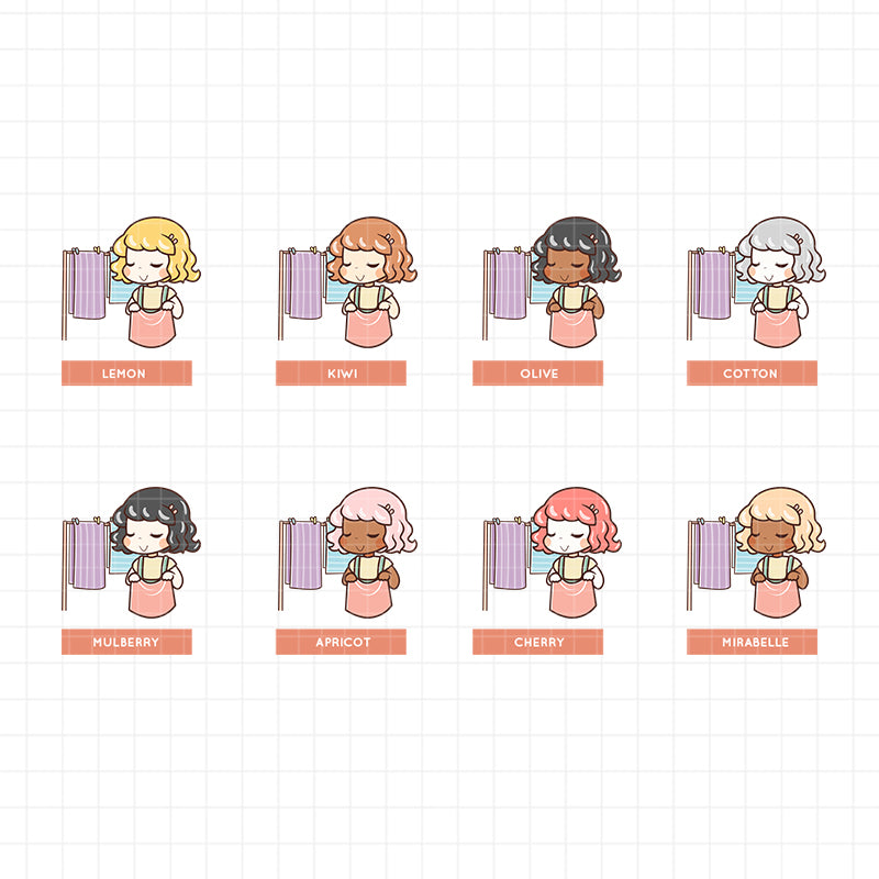 Hang Laundry PaperDollzCo Planner Stickers | f072