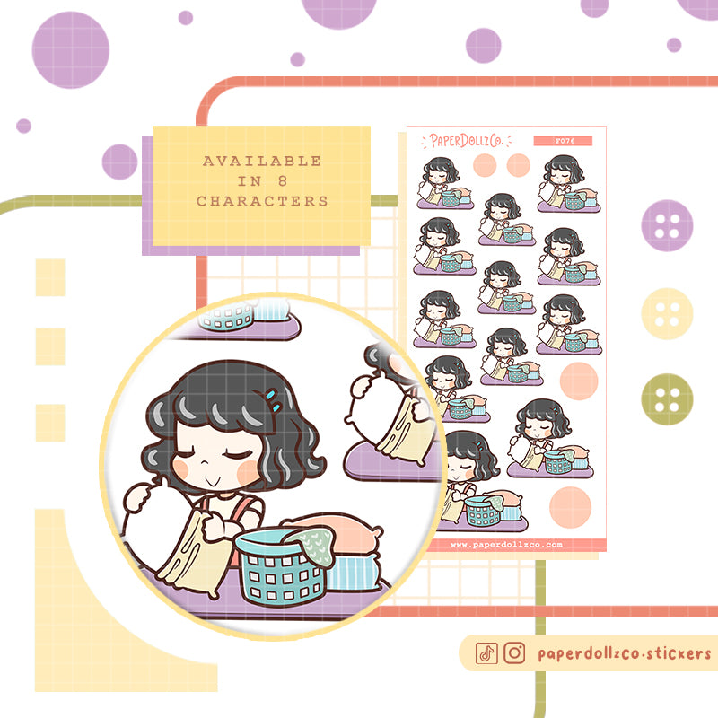 Change Pillow Case PaperDollzCo Planner Stickers | f076