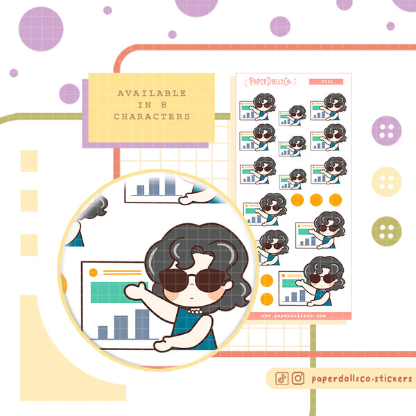Business Report Lady Boss PaperDollzCo Planner Stickers | f091