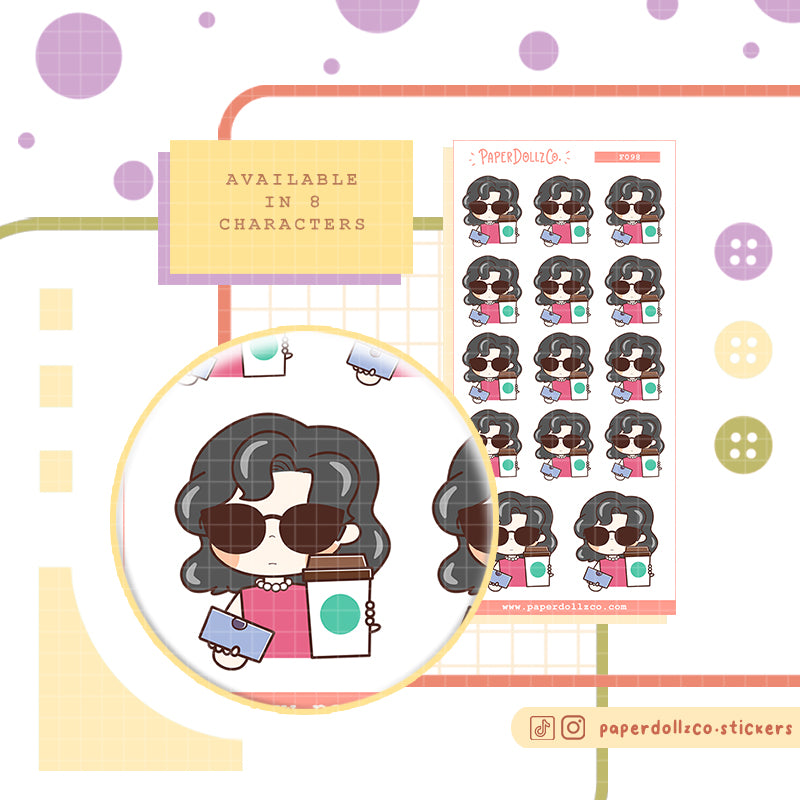 Coffee Day Lady Boss PaperDollzCo Planner Stickers | f098