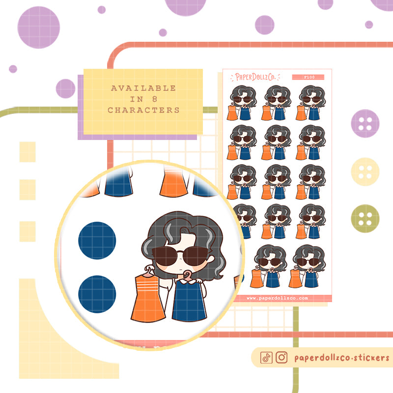 Outfit Shopping Lady Boss PaperDollzCo Planner Stickers | f100