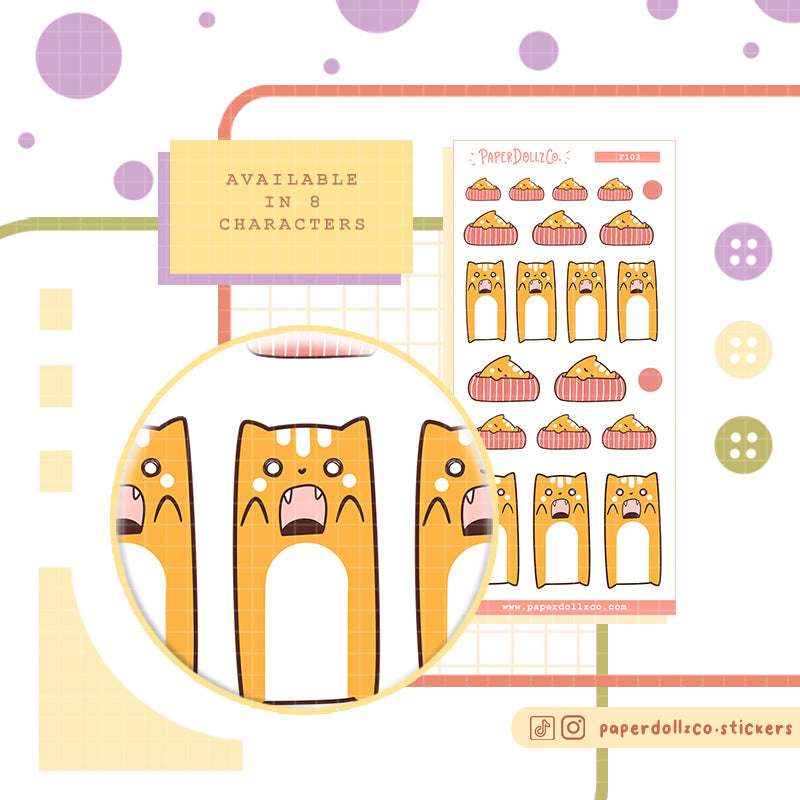 Cat Rage Sleeping PaperDollzCo Planner Stickers | f103
