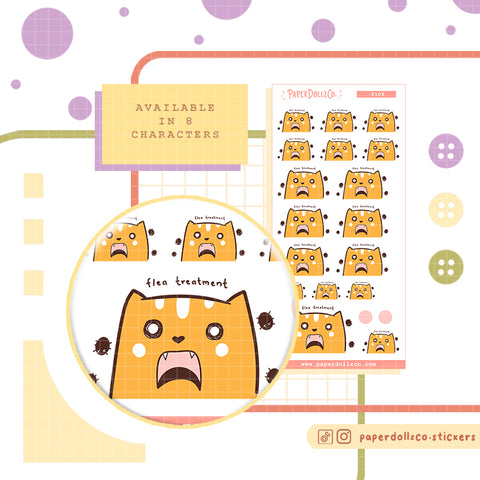Cat Flea Treatment PaperDollzCo Planner Stickers | f106
