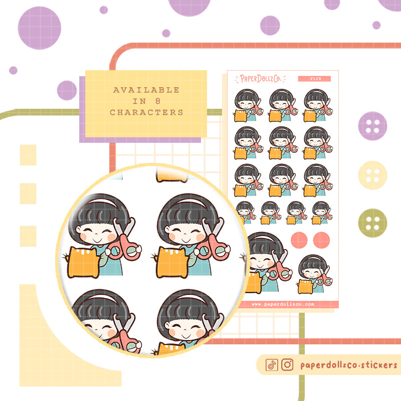 Cat Clip Nails PaperDollzCo Planner Stickers | f109
