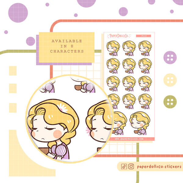 Exhausted Princess PaperDollzCo Planner Stickers | f114
