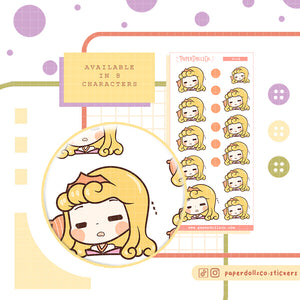 Sleepy Princess PaperDollzCo Planner Stickers | f116