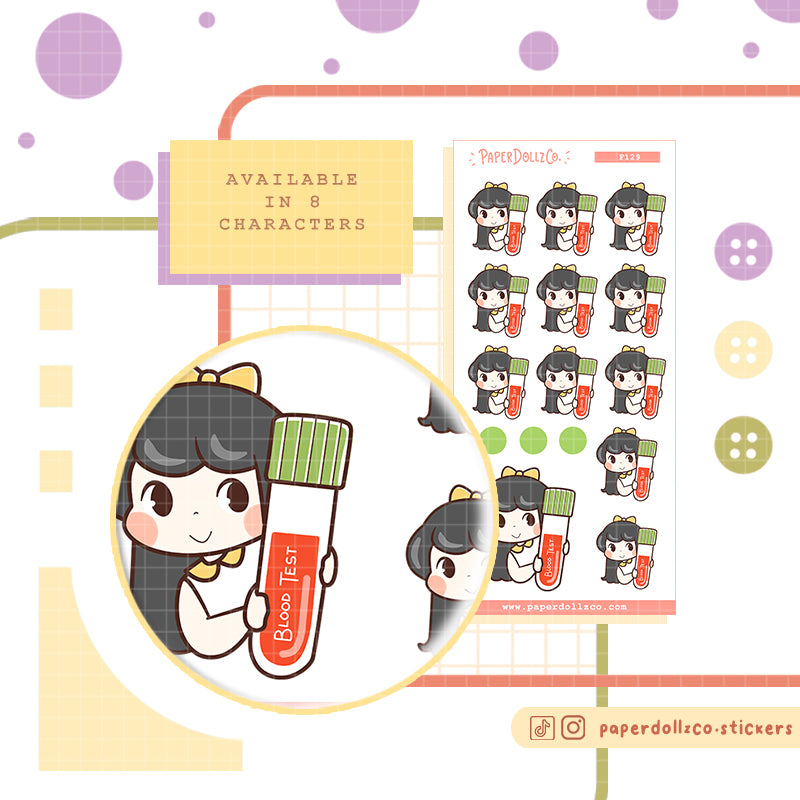 Blood Test PaperDollzCo Planner Stickers | f129