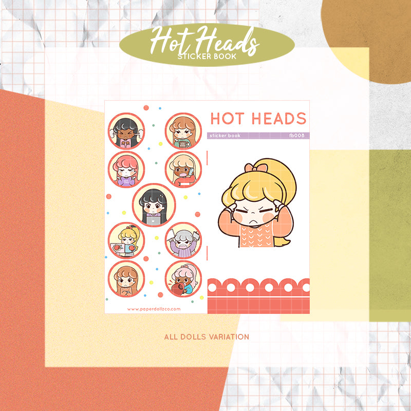 Hot Heads | PaperDollzCo | Activity Sticker Book | FB008