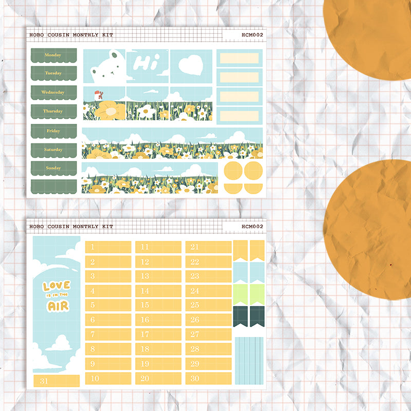 Flowers | Hobonichi Cousin Monthly Stickers ( set of 2 ) - hcm002