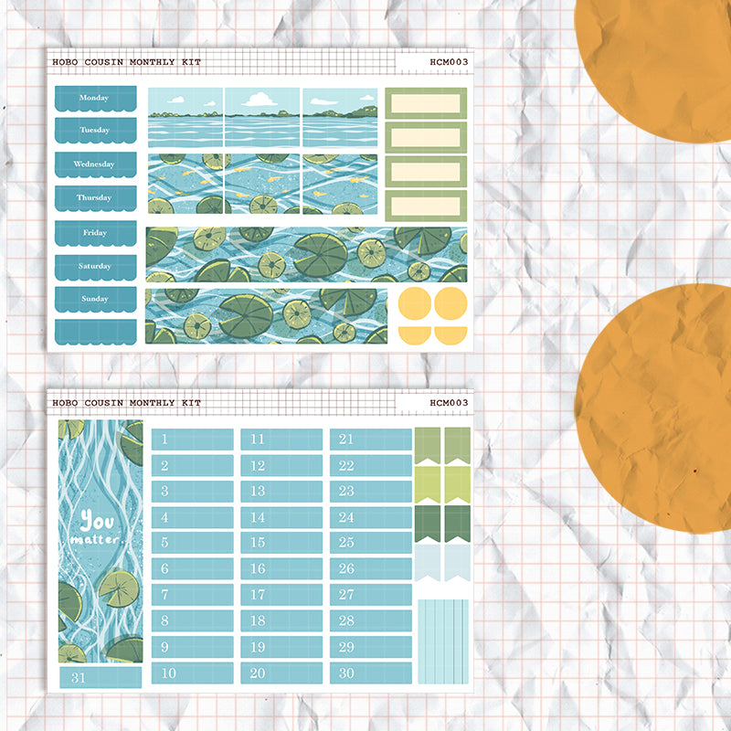 Lake | Hobonichi Cousin Monthly Stickers ( set of 2 ) -hcm003