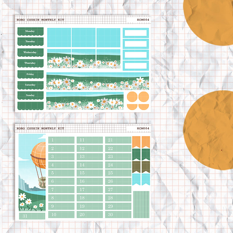 Balloons | Hobonichi Cousin Monthly Stickers ( set of 2 ) | - HCM004